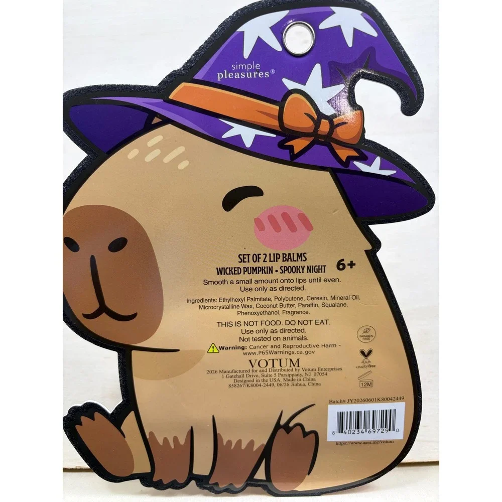 Simple Pleasures Capy Spooky Lip Balms Halloween Pumpkin Ghost Set 2 Pack